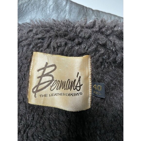Vintage Berman's Brown Leather Bomber Jacket Men's M 40 Zip Out Lining - Picture 5 of 10